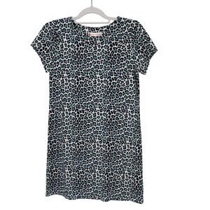 Jude Connally Ella Dress Womens XS Blue Black Leopard Animal Print